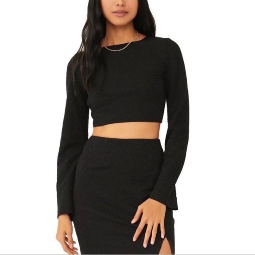NWT Free People Kendra lace backless‎ long sleeve crop top size 2